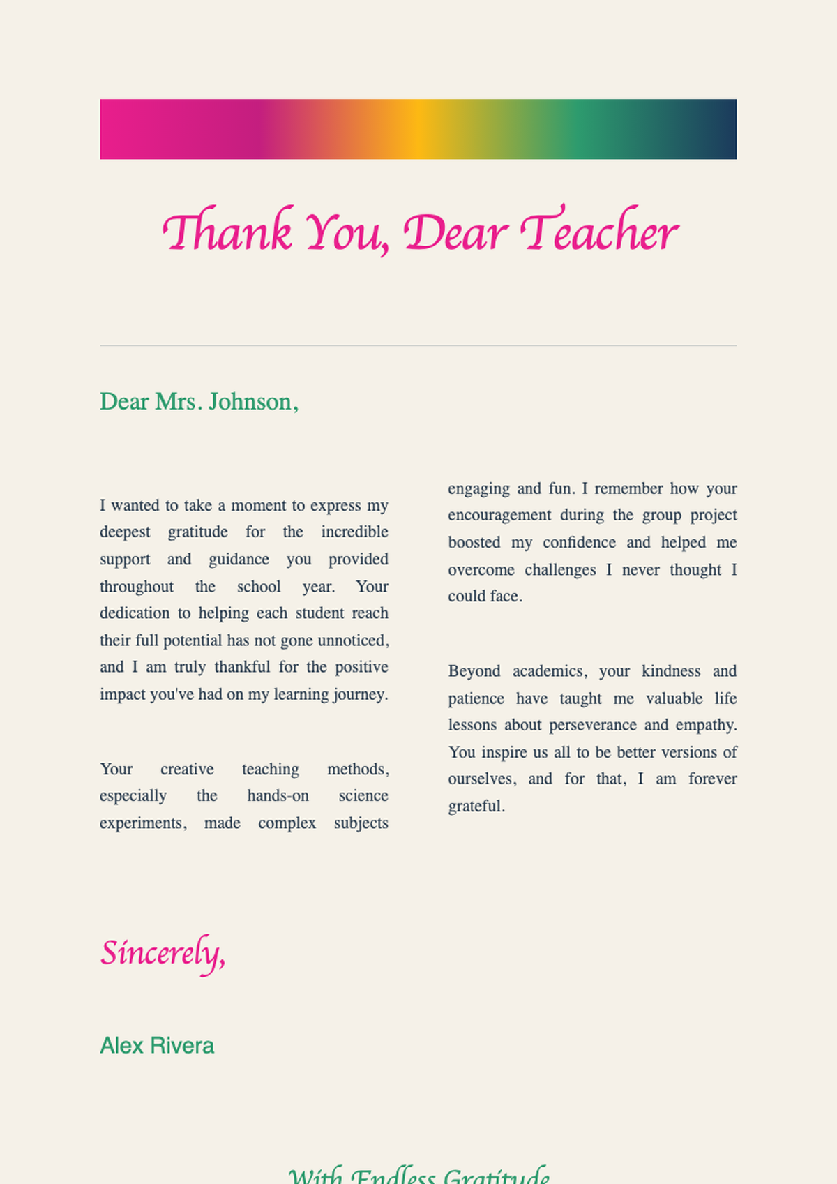 Colorful floral thank you letter to teacher with lined paper background_variant_3